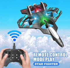 FLYTOR Drone with LED Lights, 2.4G Remote Control Fighter Plane