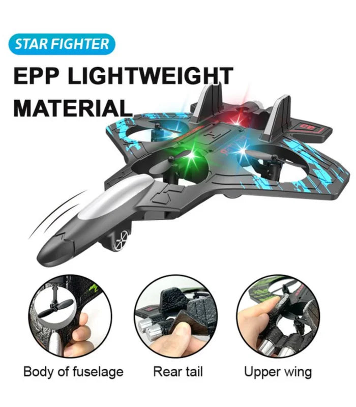 FLYTOR Drone with LED Lights, 2.4G Remote Control Fighter Plane